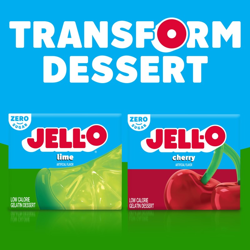 Jell-O Lime Artificially Flavored Zero Sugar Low Calorie Gelatin Dessert