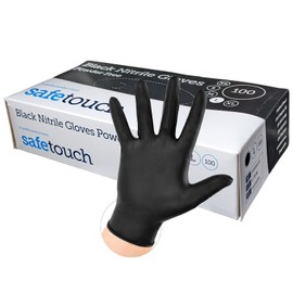 100 Disposable Strong Black Nitrile Gloves Powder Free Latex Free Gloves Examination Gloves Multipurpose Nitrile Gloves Rubber Gloves (X-Large, Black)