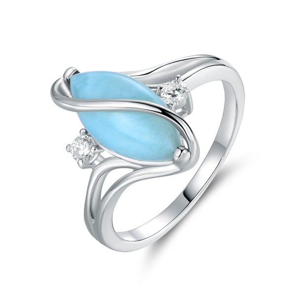 Barzel White Gold Plated Created Larimar & Cubic Zirconia Accents