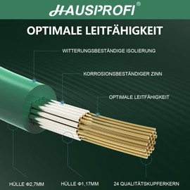 Hausprofi Universal Boundary Cable for Robotic Lawnmowers, 50 m Tin-Plated Copper Boundary Cable for All Lawn Robots Lawn Mowers Diameter 2.7 mm