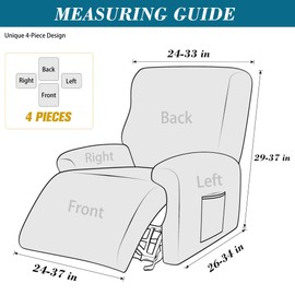 HFCNMY Recliner Chair Covers,4 Pieces Stretch Velvet Recliner Cover Thick Recliner Slipcovers-Covers for Recliners with Elastic Bottom Dark Gray