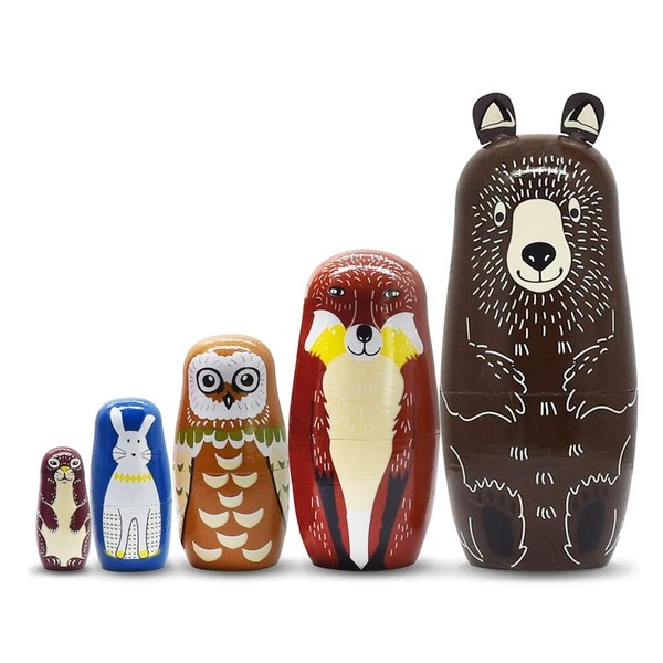 ELUTONG Bambole di nidificazione Russo - Fatto a mano Bambola Matrioska per bambini Regalo di compleanno Cartoon Animali Modello