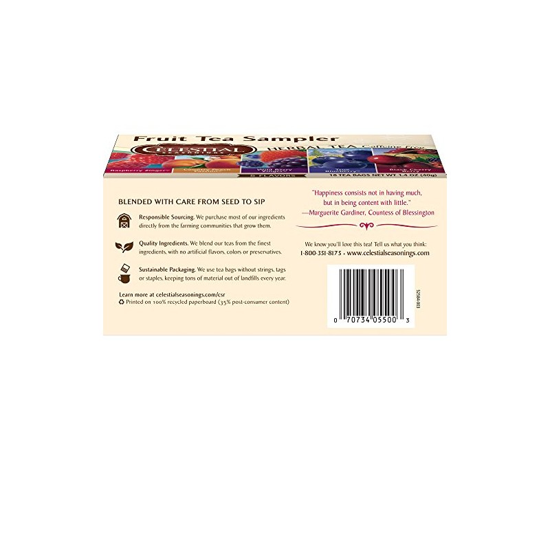 Celestial Seasonings Tea, Fruit, 18 Count (Pack of 3)