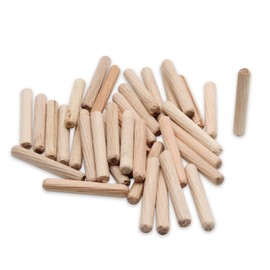 BokWin 100 Pack Wooden Dowel Pins 6mm x 40mm (Approx 1/4" x 1-1/2") Wood Fluted Dowels Rods Kiln Dried Fluted and Beveled, Hardwood Crafts Dowel Pegs