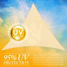 Royal Shade 16' x 16' x 22.6' Beige Right Triangle Sun Shade Sail Canopy Awning Outdoor Patio Fabric Shelter Cloth Screen Awning - 95% UV Protection, 200GSM,5 Years Warranty, We Make Custom Size