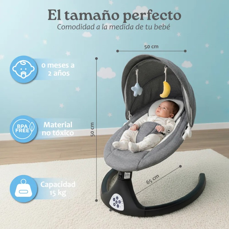 Silla Mecedora Bouncer Eléctrica con Música y Mosquitera Columpio Cómodo