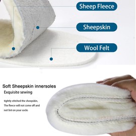 CCSOFTIME 2 Pairs Thermal Sheepskin Insoles for Women Men,Fluffy Warm Lambswool Insoles,Furry Wool Fur Fleece Insoles Replacement for Boots Slippers,White Black UK5