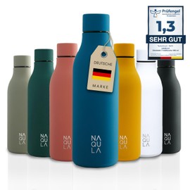 NAQULA® Water Bottle Stainless Steel 500 ml BPA Free Leak-Proof and Stylish Thermos Flask Top Model Thermal Water Bottle Suitable for Office, Sports, School. Blue (Deep Sea Blue)