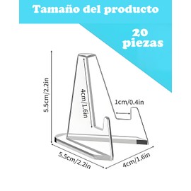 20 Piezas Soporte de Exhibición, Porta Platos Decorativos, Ideal para Exhibir Fotos, Tarjetas y Libros en Bodas, Oficinas y Galerías, 5.4 x 3.2 cm, Material Plástico