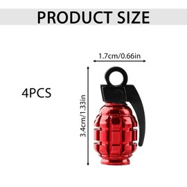 Tabanzhe Valve Stem Caps-4PCS Metal Grenade Tyre Valve Caps Dust Caps Universal Anti-proof Tyre Valve Caps for Car SUV Motorbike Trucks Bikes(Red)