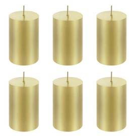 Mega Candles 6 pcs Unscented Gold Round Pillar Candle, Hand Poured Premium Wax Candles 2 Inch x 3 Inch, Home Décor, Wedding Receptions, Baby Showers, Birthdays, Celebrations, Party Favors & More