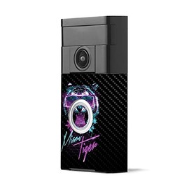 MightySkins Carbon Fiber Skin for Ring Video Doorbell - Miami Tiger | Protective, Durable Textured Carbon Fiber Finish | Easy to Apply, Remove, and Change Styles | Made in The USA