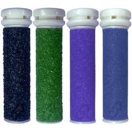 4 Variety Pack Pedi Refill Micro Mineral Rollers for Feet Callus Mix Coarse Remover Regular Extra Extreme High Compatible with emjoi Pedi Roller