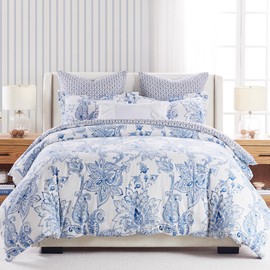 Levtex Home - Bennett Duvet Cover Set - Twin Duvet Cover + One Standard Pillow Case - Floral Paisley - Blue and White - Duvet Cover (68 x 88in.) and Pillow Case (26 x 20in.) - Cotton