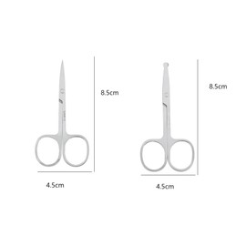 LORJE Facial Hair Small Grooming Scissors - Eyebrow, Nose Hair, Eyelashes, Ear Trimming Kit- Curved and Rounded Safety Tip Clippers for Nose Hair Cutting