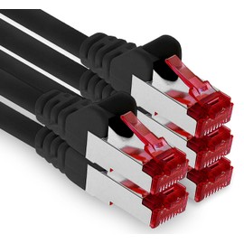 1aTTack.de - 5x 2m CAT6 Patchkabel S/FTP PIMF Schirmung CAT.6 RJ45 Netzwerkkabel Ethernetkabel DSL LAN Router Switch Modem Patchfeld - schwarz - 5 Stück