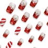 24Pcs Snowflake Press on Nails Christmas Fake Nails Glitter Snowflake