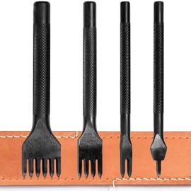 KEWAYO 4-piece Set, Rhombus Perforation, Round Hole Punch Set, Leathercraft, Punch, Hole Spacing, 0.2 inches (5 mm), Perforation, Sewing Holes, 1246 Teeth