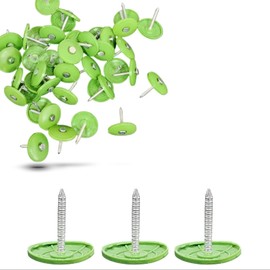 500 Pack - Lime Green Quiet Round Plastic Cap Nail 1 Inch Roofing Nails Galvanized Tar Paper Nails for House Wrap Fastening Foam Board Roofing Felt Insulation Film MLV Noise Barriers (500)