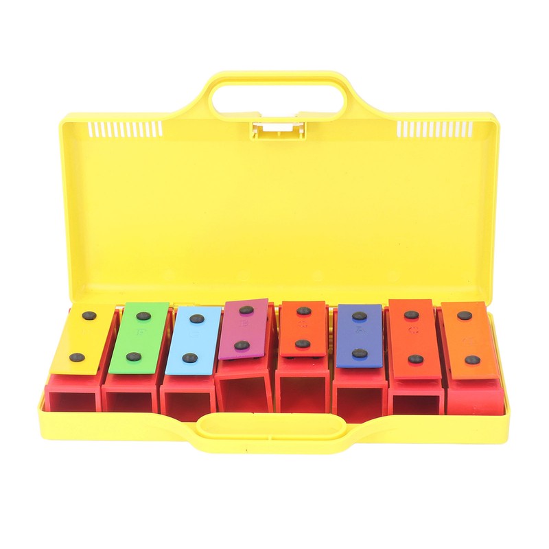 8 Note Colorful Resonator Bells with Case Removable Plates Plastic