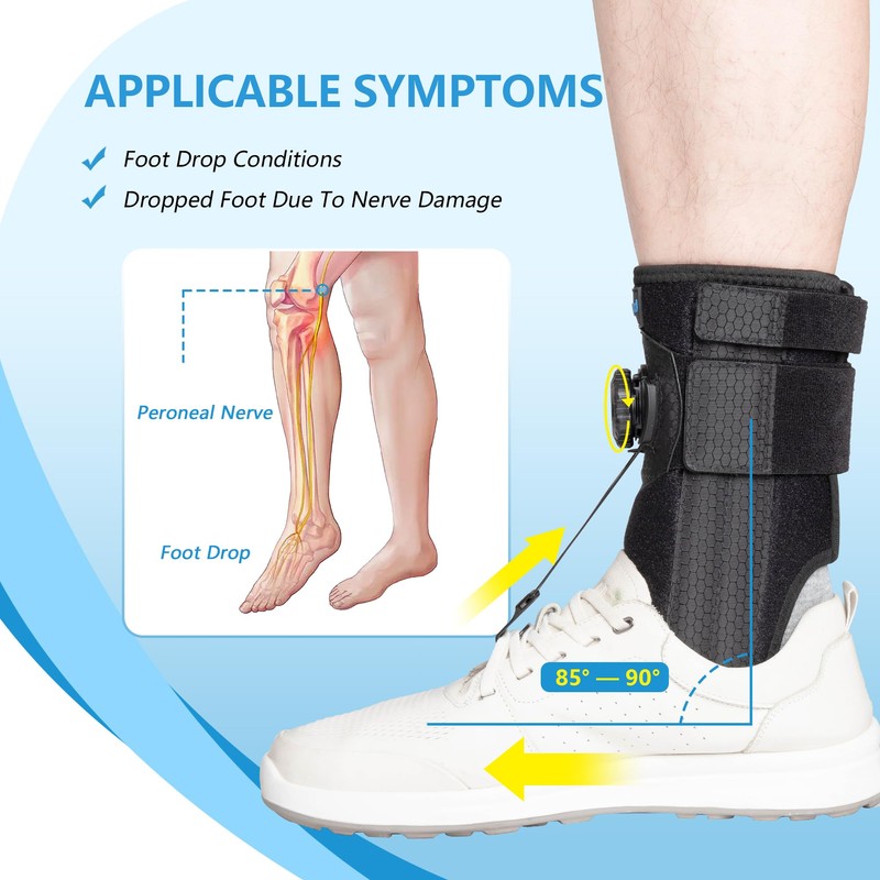 joingood Adjustable AFO Foot Drop Brace, Quick Release Dial, L/XL,