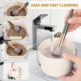 Classycoo Make-up Pinsel Reiniger.3 in 1 Silikon Reiniger Matte, Halter Organizer, kosmetischer Pinsel Trockner für Pinsel, Puder Puffs, Schwämme (Kaffee)