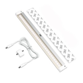 EShine 12 inch LED Dimmable Under Cabinet Lighting Strip with Hand Wave Motion Sensor, White, with Accessories (No Power Supply Included), Warm White (3000K)
