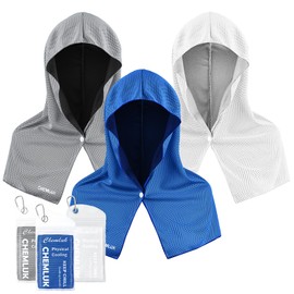 CHEMLUK Cooling Hoodie Towel - Cooling Towels for Neck and Face, Instant Cool When Wet, UPF 50 Sun Protection, Cool Towel for Hot Weather, Great for Sports, Gym, Golf, Camp 47x12