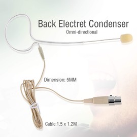 Pyle PYLE-PRO On-Ear Audio Condenser Microphone - Portable Omnidirectional Wired Headset Condenser Mic With 4 Pin Mini XLR Cable and Windscreen - Works with Shure System - PMEMS10 (Skin Tone), Beige