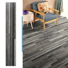 Art3d 36-Pack 54 Sq.ft Peel and Stick Floor Tiles Vinyl Plank Flooring Wood Look, Adhesive and Waterproof Tile Sticker for Bedroom, Living Room, Kitchen, RV in Grey