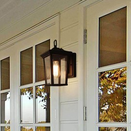 LNC Black Outdoor Wall Lantern, Farmhouse Waterproof Exterior Light Fixtures Wall-Mount, 12'' Anti-Rust Outside Wall Sconces Lights Lighting for Porch House Front Door Garage