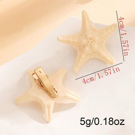 7 Pieces Starfish Hair Clips Kids, Resin Mermaid Hair Accessories, Crocodile Clips for Girls, Children's Hair Clips Set, Starfish Decoration for Everyday and Parties, Beige