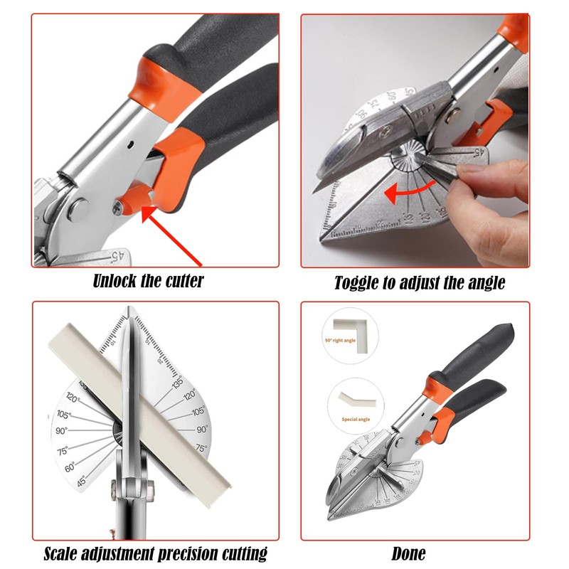 Amazleer Miter Shears Adjustable 45°-135° Trunking Cutter Set with 10