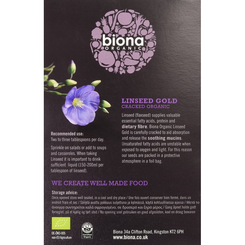 Biona Organic Linseed Gold Cracked, 500 g