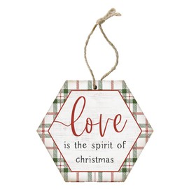 Simply Said, INC. Only Gift You Need: Love Spirit Plaid -4.5 x 6.88 in Rustic Wooden Christmas Tree Ornament ORH1472