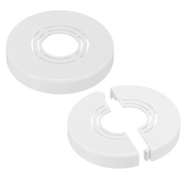 PATIKIL Wall Split Flange 0.8/1/1.3 Inch, 2Pcs 0.4" Thicken Cuttable ABS Round Escutcheon Plate Cover Buckle for Water Pipe Faucet Decoration, White