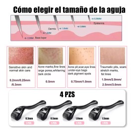 4pcs Dermaroller Facial Para Barba Titanio Produce Colágeno