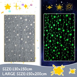 HSGLGNA Cuddly Blanket Children's Dinosaur Blanket Glow in the Dark, Dinosaur Pattern Soft Microfibre Fluffy Blanket, Great Gifts for Dino Lovers (Space, 150 x 200 cm)