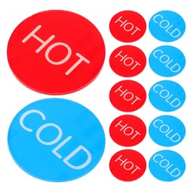 Luxshiny 10 Pairs Hot-Cold Water Signs, Acrylic Square Stickers for Faucets, Sinks, Multi-Color, Contemporary Style, Ideal for Walls, Glass, Metal Surfaces