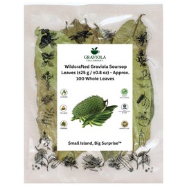 Graviola Tea Company® Wildcrafted Graviola Soursop Leaves (±25 g / ±0.8 oz) Approx. 100 Whole Leaves
