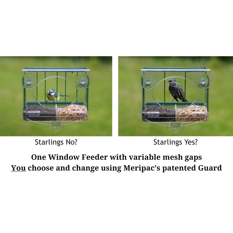 Meripac PIGEON-PROOF Window Feeder with Suet Block Holder