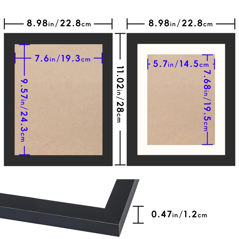 SNXJWA Black 8x10 Picture Frame with Mat for 6x8 Display,