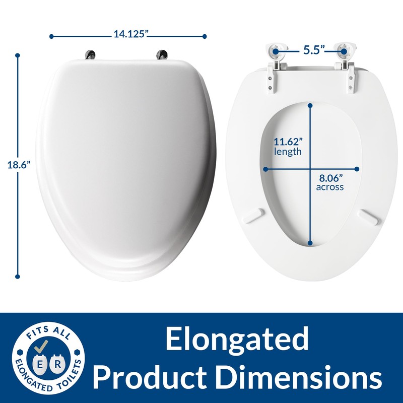 Mayfair Padded Toilet Seat with Chrome Hinges, Soft Vinyl over