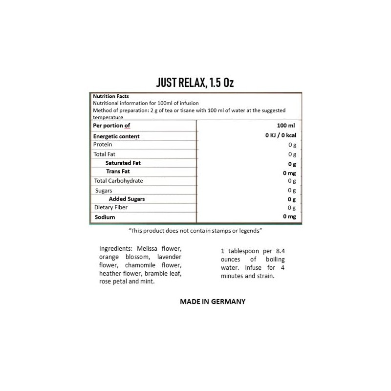 Tresso, Tisana Herbal "Just Relax", 45 gramos