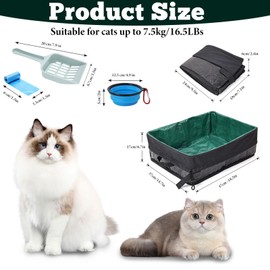 Travel Litter Box for Cats, Foldable Portable Litter Box, Leak Proof Cat Travel Carrier with Kitty Litter Scoop Bowl, Collapsible Waterproof Odor Free Easy Carrier for Car Outdoor
