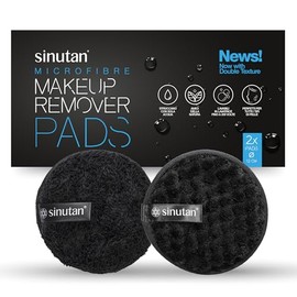 Sinutan Washable Microfibre Maxi Make-Up Pads, Reusable, with Washing Machine Bag, for Cleaning All Skin Types (Black, Set of 2)