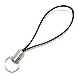 (10 pieces) Strap parts with cans, pine needles, double rings (black)