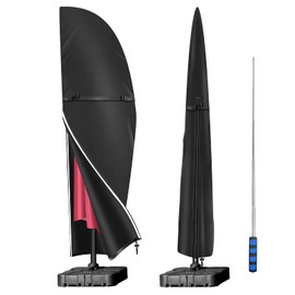 YoungBee Garden Parasol Covers,Outside/Patio Umbrella Cover Waterproof,Anti-UV,Upgraded Tear-Resistant 420D Oxford Large Cantilever Parasol Cover Black, (280) 81x30x46cm