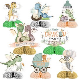 Kreatwow Dragon Honeycomb Centerpieces Dragon Baby Shower Decoration Dragon Theme Table Centerpieces Welcome Baby Decorations A Little Dragon On The Way Decorations for Boy's Dragon Knight Baby Shower