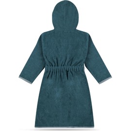 normani Children's Bathrobe on 100% Organic Cotton Bath Towel for Boys and Girls - Sustainable Terry Towelling Bathrobe, petrol